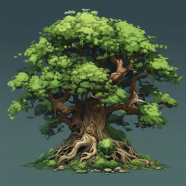 illustrazione realistica di un albero di bonsai banyan