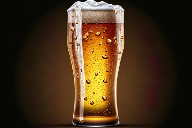 Illustrazione realistica di un bicchiere di birra o birra ghiacciata
