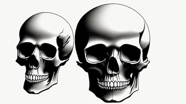 Illustrazione realistica e punkstyle del cranio umano