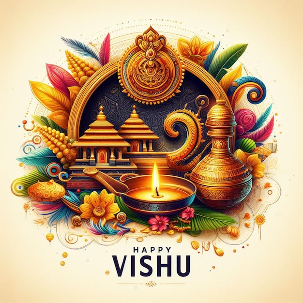 Illustrazione realistica per la celebrazione del festival di Vishu