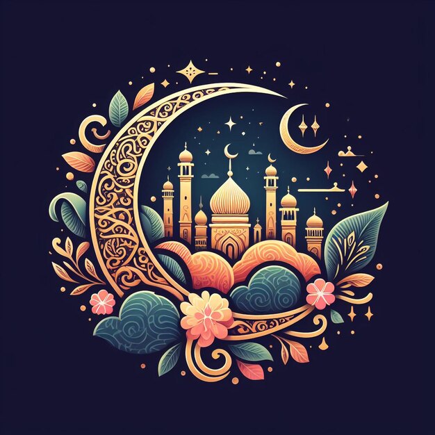 Illustrazione realistica tridimensionale di Ramadan Kareem