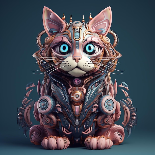 Illustrazione robotica del gatto 3d