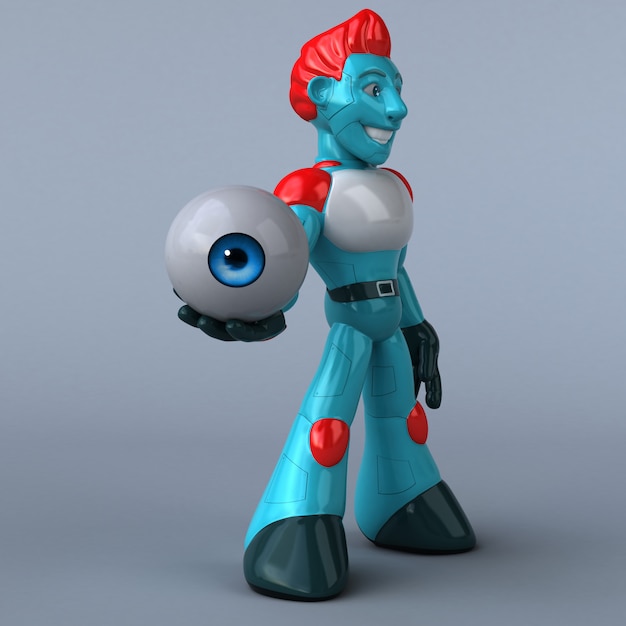 Illustrazione rossa del robot 3D