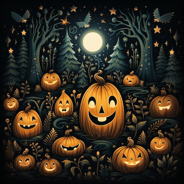Illustrazione senza cuciture di Halloween di una festa di Halloween Fantasmi carini