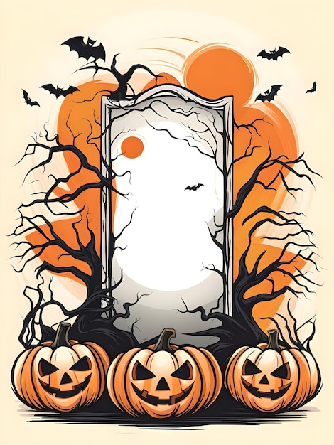 Illustrazione spaventosa del banner di Halloween con spazio per la copia