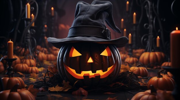 Illustrazione spaventosa e fresca delle zucche di Halloween AI generativa