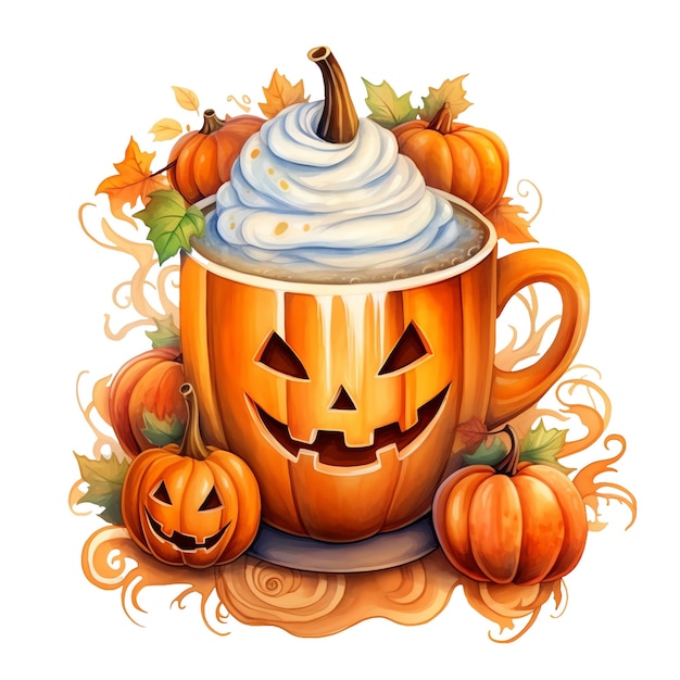 Illustrazione spettrale dell'acquerello del caffè ghiacciato di Halloween clipart di Halloween