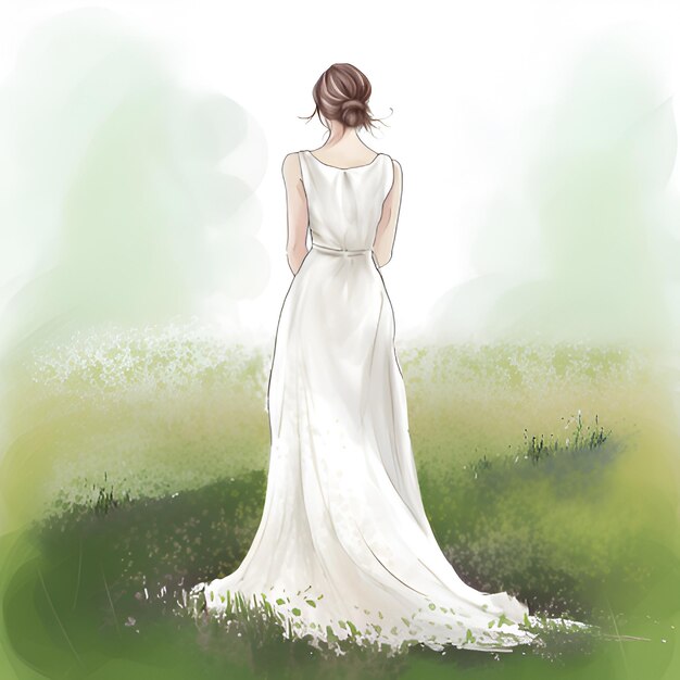 Illustrazione Sposa in un campo