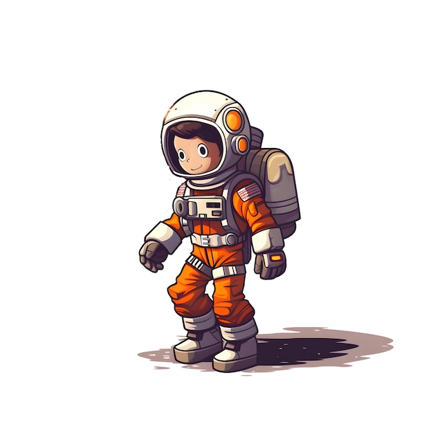 Illustrazione stampata dell'astronauta cosmico su sfondo bianco