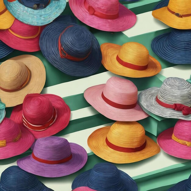 Illustrazione su modello tematico cappelli da sole femminili