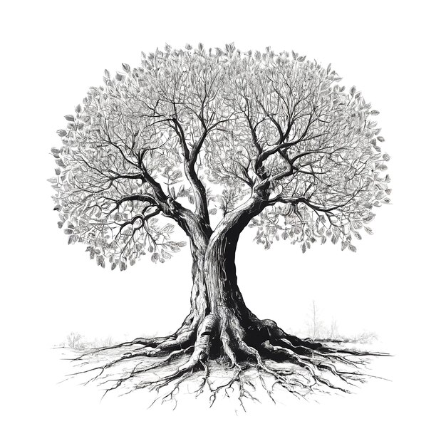 Illustrazione su un albero bianco