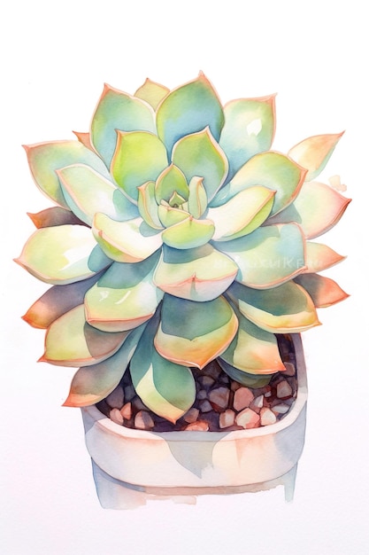 Illustrazione succulenta ad acquerello