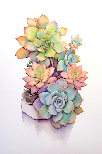 Illustrazione succulenta ad acquerello