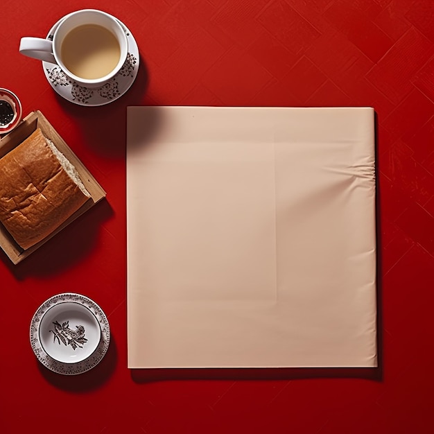 illustrazione sul tavolo un pacchetto di tovaglioli di carta sfondo rosso