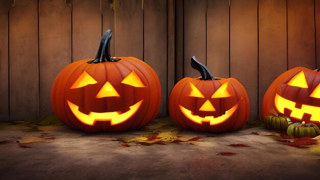 Illustrazione sul tema delle zucche di Halloween e sfondo spettrale