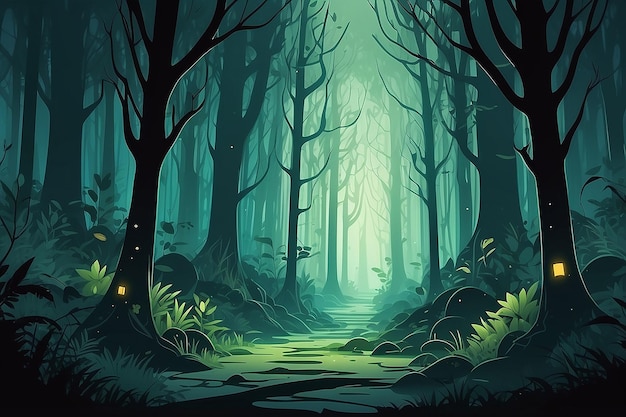 Illustrazione sullo sfondo della foresta di Halloween AI Generative