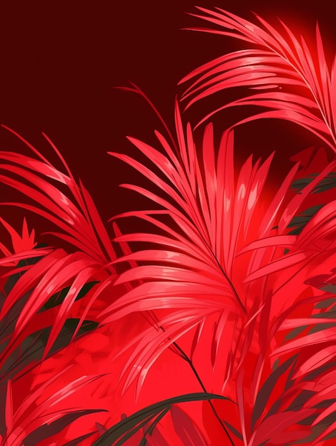 illustrazione sullo sfondo di un ramo di palma in rosso
