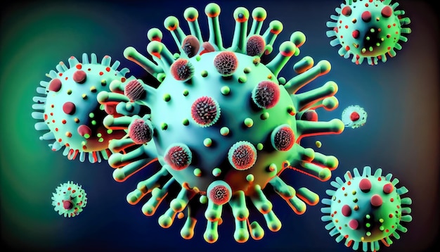 illustrazione super macro del virus 3d IA generativa