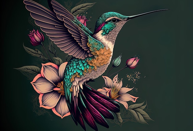 Illustrazione sveglia del colibrì