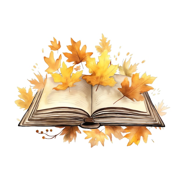 Illustrazione sveglia del libro di caduta di autunno dell'acquerello