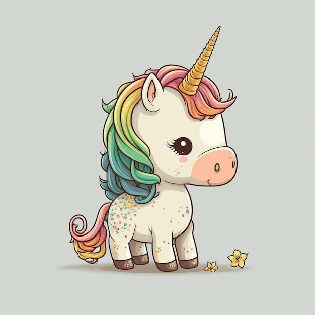 Illustrazione sveglia dell'icona di vettore dell'unicorno di kawaii