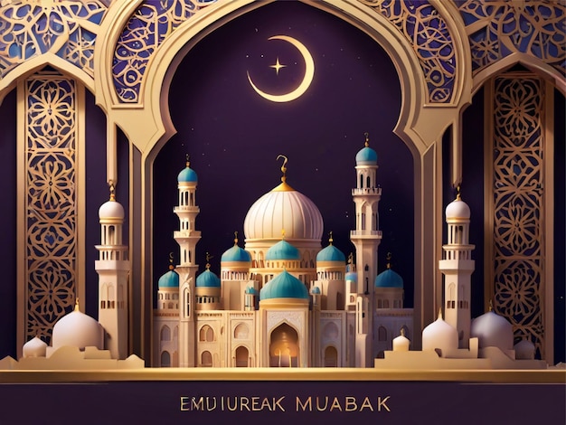 Illustrazione tagliata su carta di Eid Mubarak