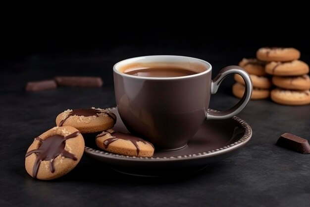 illustrazione tazza di caffè con cookie ai generativo