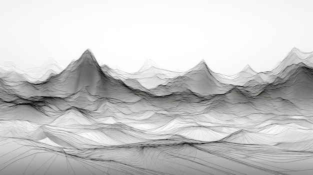 illustrazione topografica del paesaggio wireframe tecnologico illustrazione topografica della griglia di montagna astratta 3d topografia terrestre del paesaggio wireframe tecnologico ai generati