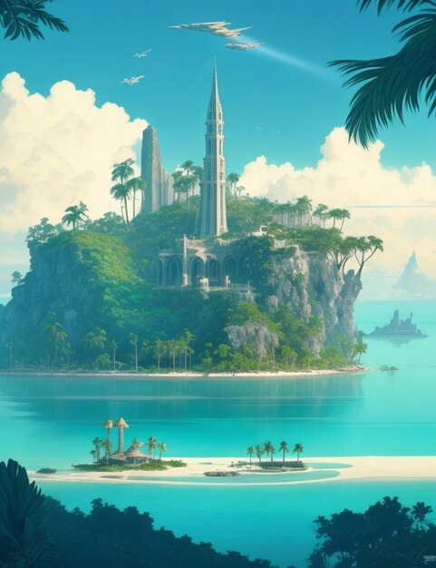 Illustrazione tropicale dell'isola bellissima