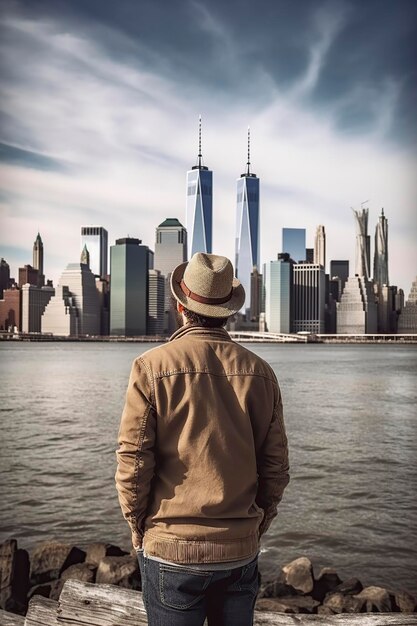 illustrazione turista che si diverte a New York City ai generative