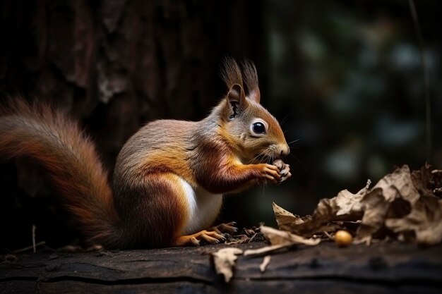 illustrazione uno scoiattolo nella foresta ai generativo
