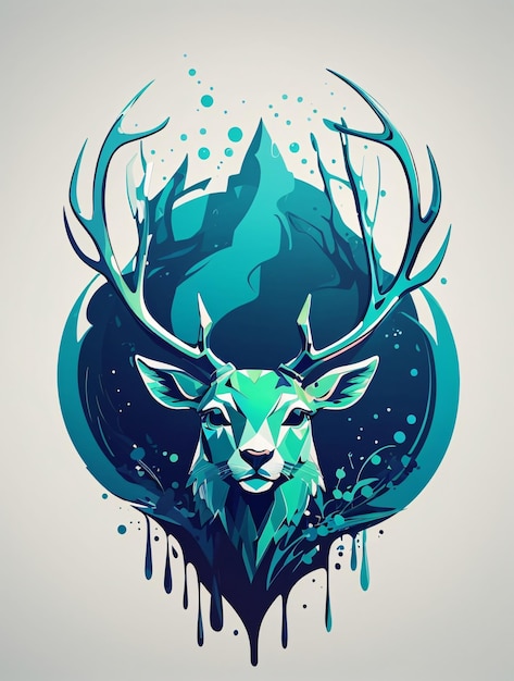 Illustrazione variopinta di vettore del cervo dei cervi per progettazione della maglietta