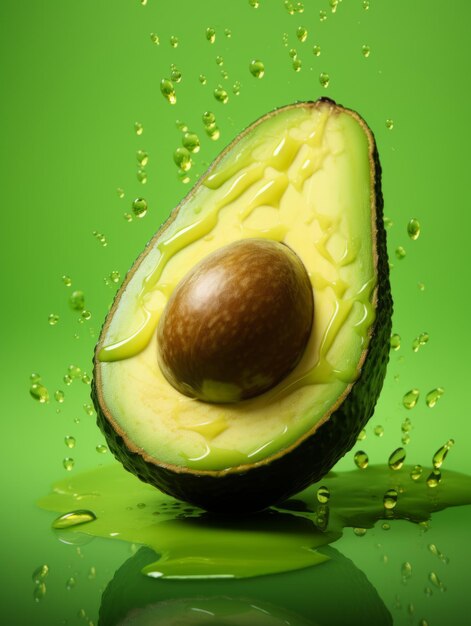 Illustrazione verticale fotorealistica di frutta fresca biologica di avocado Dieta vegetariana sana Ai Generata illustrazione luminosa con deliziosi frutti di avocado succosi