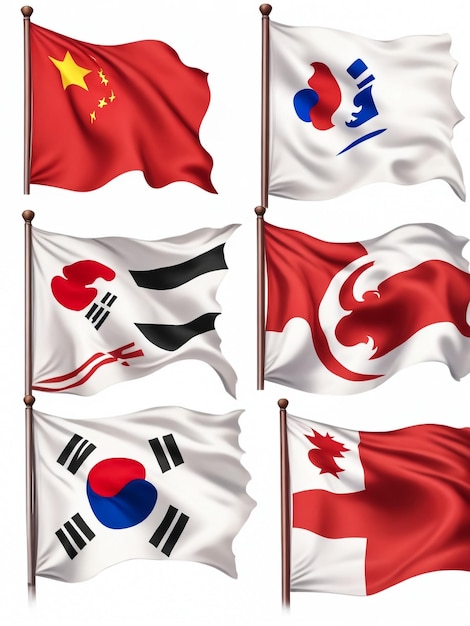 Illustrazione vettoriale Bandiera asiatica gigante con bandiere dei paesi asiatici