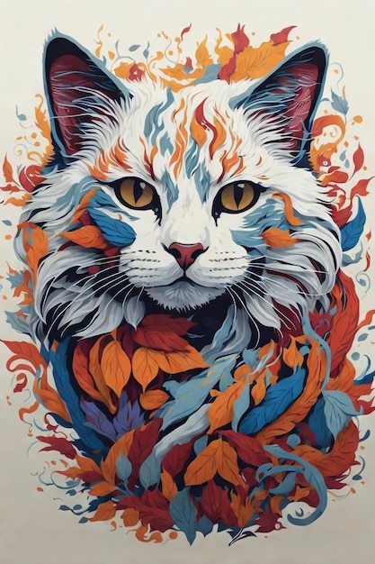 Illustrazione vettoriale colorata di gatto per il design o la stampa di magliette