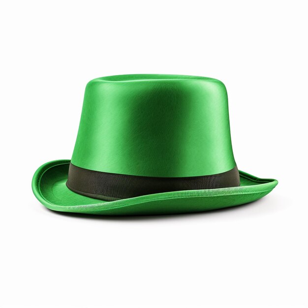 Illustrazione vettoriale con cappello a cilindro verde realistico del folletto 3d con trifoglio verde Shamrock St Patricks Day Concept Design Cappello a cilindro vintage retrò classico isolato su sfondo nero