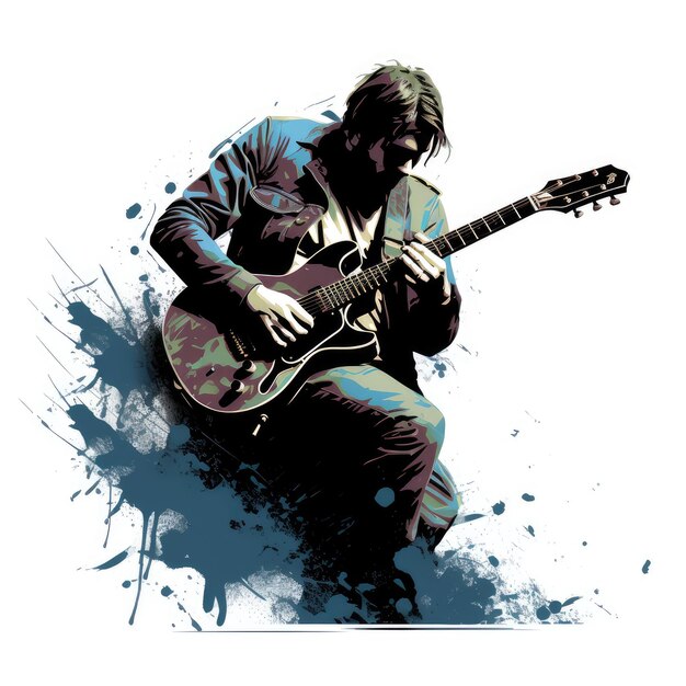 Illustrazione vettoriale del chitarrista generata dall'AI Immagine