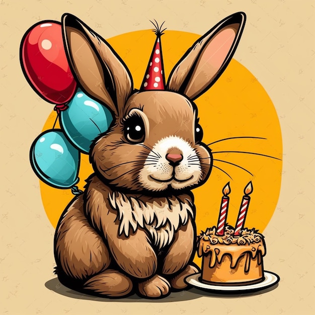 Illustrazione vettoriale del compleanno del coniglio