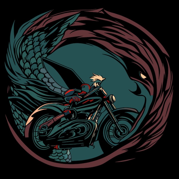 illustrazione vettoriale del concetto di motocicletta del drago