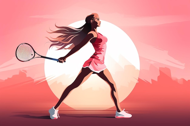 Illustrazione vettoriale del design piatto della tennista femminile