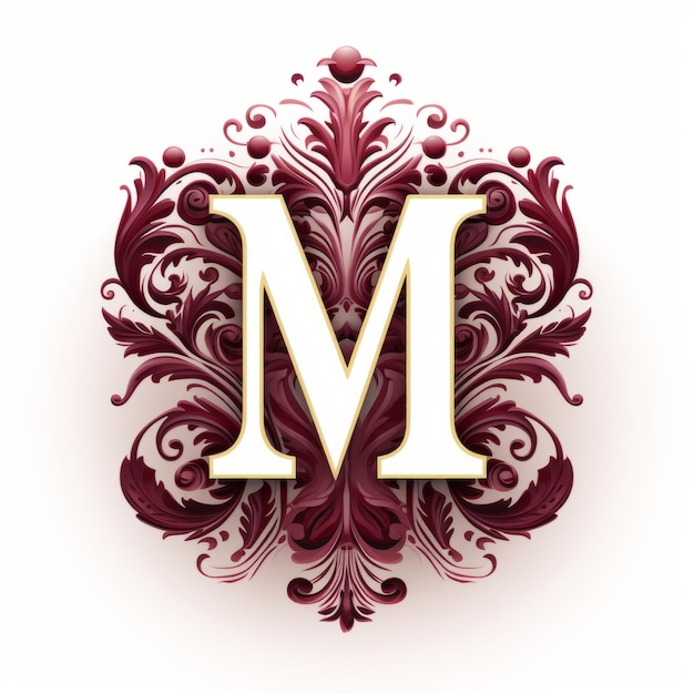 Illustrazione vettoriale del logo Maroon Floral Letter M