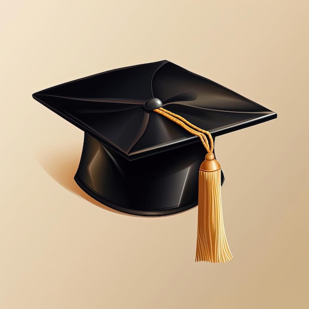 illustrazione vettoriale dell'icona del cappello di laurea su uno sfondo beige