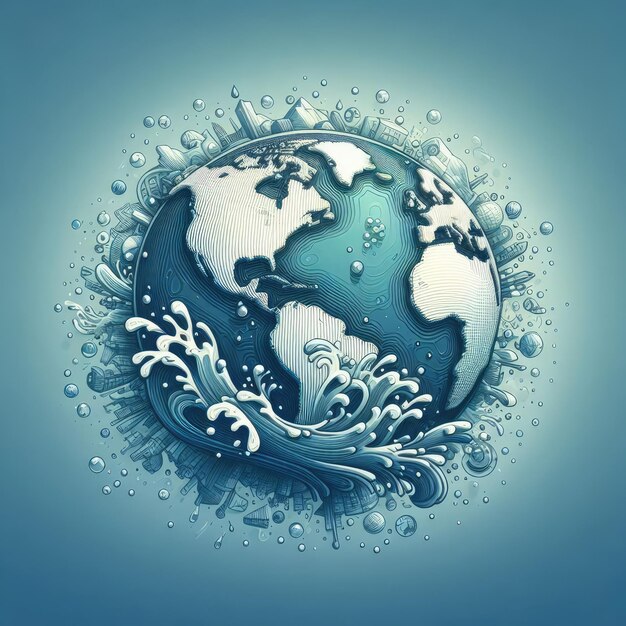 illustrazione vettoriale della giornata mondiale dell'acqua in stile 3D