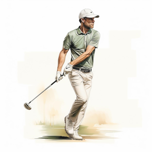 Illustrazione vettoriale della progettazione piatta del giocatore di golf