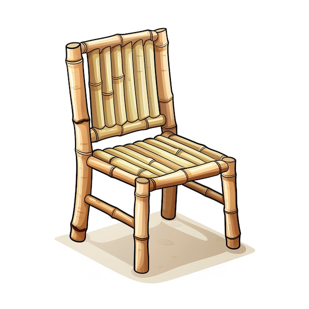 Illustrazione vettoriale della sedia di bambù in cartone animato in stile anime kawaii