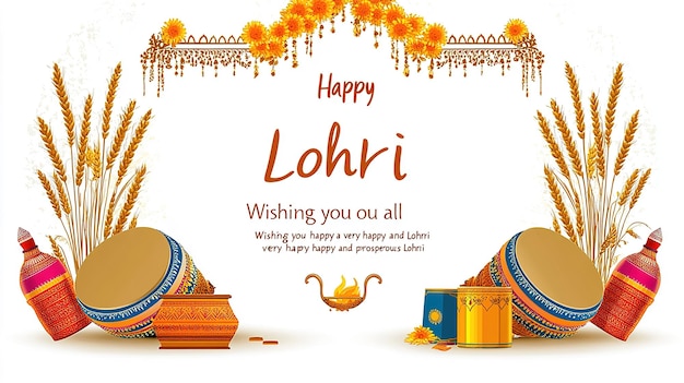 Illustrazione vettoriale dello sfondo della festa Happy Lohri per l'illustrazione del festival punjabi