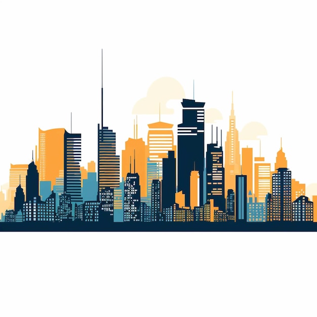 Illustrazione vettoriale dello skyline della città Paesaggio urbano con grattacieli