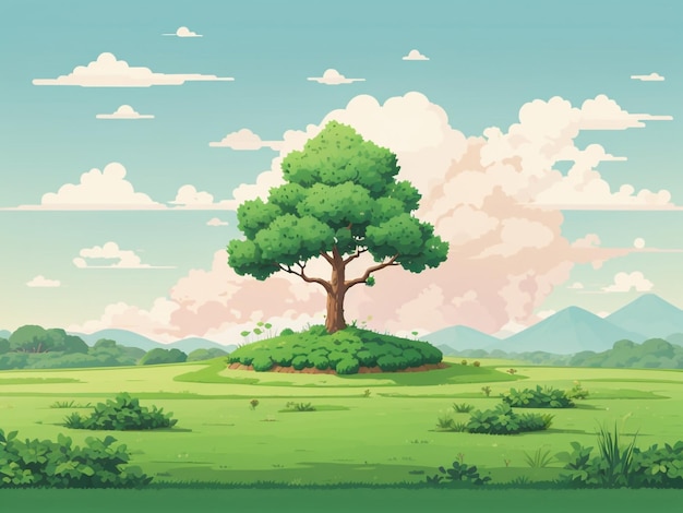 Illustrazione vettoriale di alberi e cespugli in stile Pixel Art