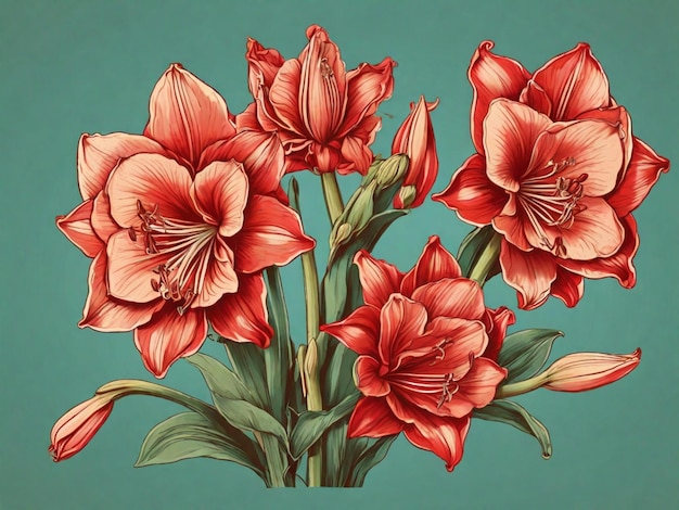 Illustrazione vettoriale di amaryllis vintage