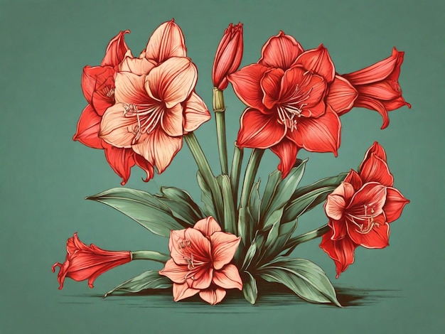 Illustrazione vettoriale di amaryllis vintage